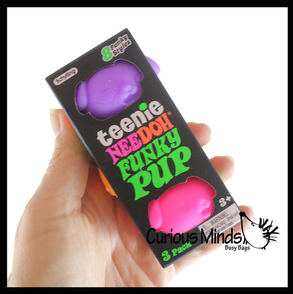Schylling Teenie Needoh Funky Pups – Set De 3 Pelotas Antiestrés De Neón, Rellenas De Masa Esponjosa, Hipoalergénicas Y Sin Látex, Para Niños De 3 Años En Adelante
