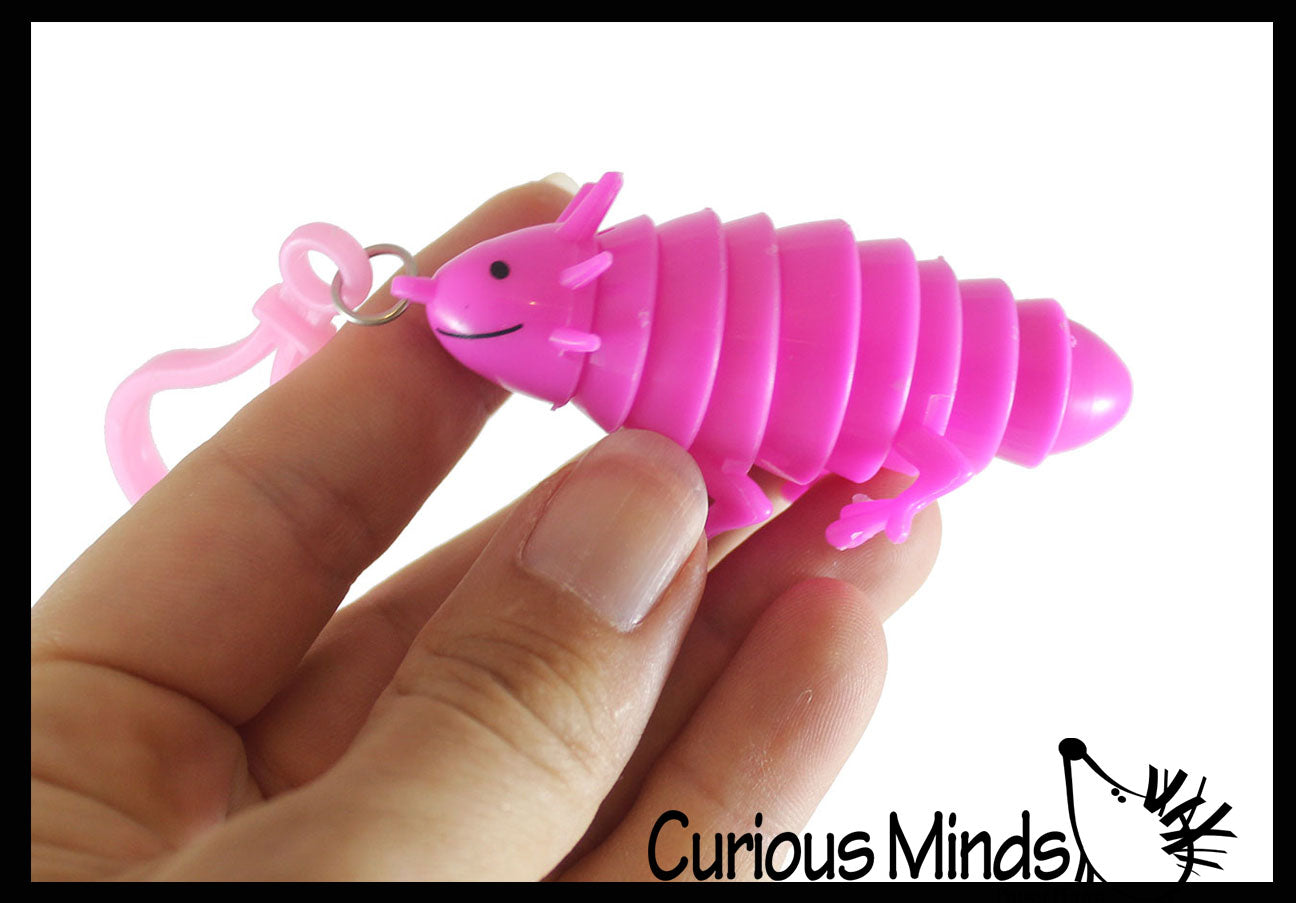 NEW - Tiny Axolotl Fidget -Small on Clip Wiggle Articulated Jointed Moving Axolotyl Toy - Unique Keychain