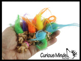 Mini Troll Dolls - Tiny Miniature Retro Troll with Long Hair Novelty