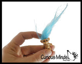Mini Troll Dolls - Tiny Miniature Retro Troll with Long Hair Novelty