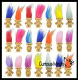 Mini Troll Dolls - Tiny Miniature Retro Troll with Long Hair Novelty