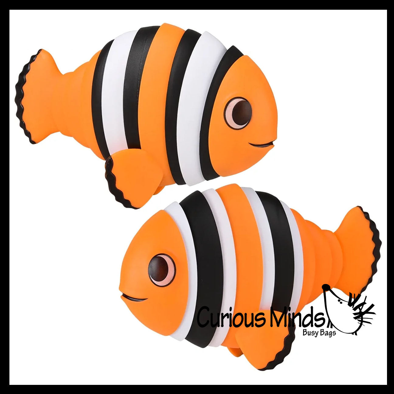 Clownfish  Large Wiggle Articulated Jointed Moving Toy - Unique Fish Ocean Lover