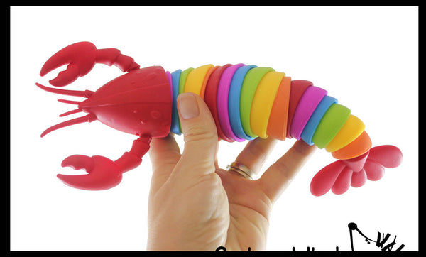 New - Lobster Fidget - Large Light Up Wiggle Articulated Jointed Moving Creature Toy - Unique 1 Random Color Lobster