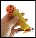 3 Different Halloween Fidgets Ghost, Spider and Jack O Lantern Pumpkin - Wiggle Articulated Jointed Moving Holloween