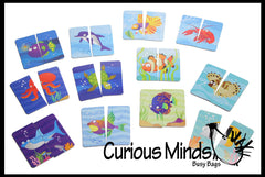 LAST CHANCE - LIMITED STOCK - 12 Mini 2-Piece Puzzles - Beginner Puzzle Busy Bag for Toddlers.  Matching and Memory Game.