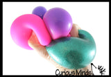 Pack of 3 Different 2.5" Stress Balls - Color Change, Metallic, & Doh, Soft - Squishy Gooey Shape-able Squish Sensory Squeeze Balls