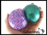 Pack of 2 Different 2.5" Stress Balls - Confetti, & Metallic - Squishy Gooey Shape-able Squish Sensory Squeeze Balls