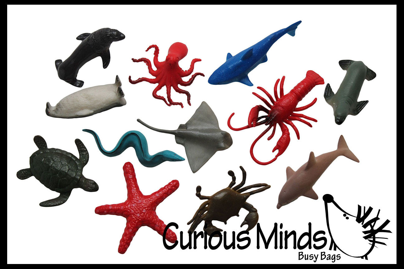Ocean Sea Life Animal Figurines - Mini Animal Action Figures Replicas - Miniature Ocean, Fish, Aquatic Toy Animal Playset