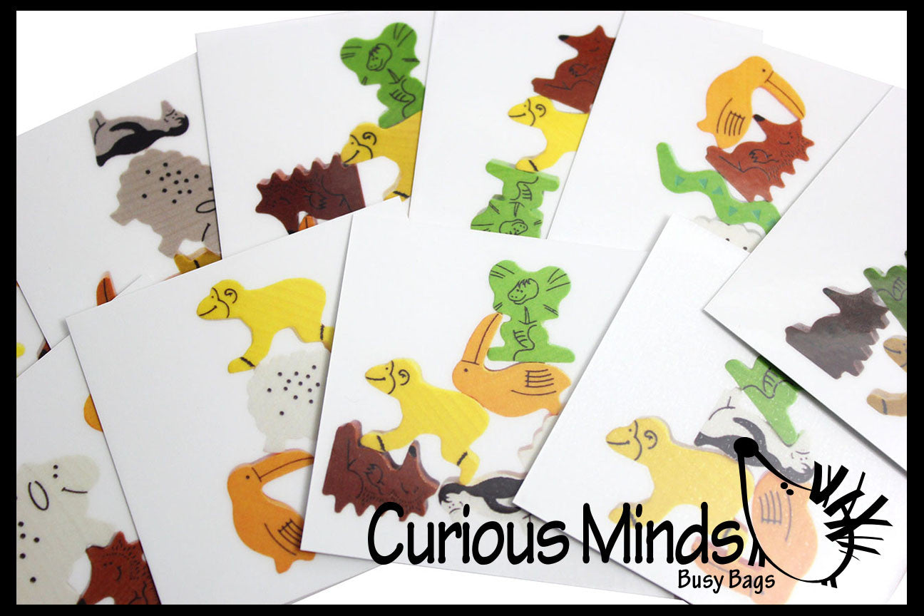 LAST CHANCE - LIMITED STOCK - SALE  -  Stacking Wooden Animal Blocks - Pattern Matching Children's learning toy - Montessori Preschool Kindergarten toy