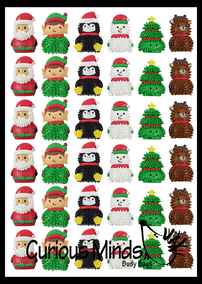 Cute Christmas Themed Wooly Hedge Characters Porcupine Spiky - Fun Party Favor Toy - Christmas Winter