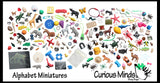 Objects Only - Montessori Alphabet Objects  - Master Pack - Lot with Pink, Blue & Green Series Words  Alphabet miniatures to use with movable alphabet  Montessori Language