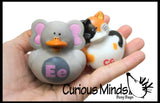 Matching Alphabet Ducks with Picture Cards - Rubber Duckies for Each Letter Of the Alphabet - Language Arts Objects - 2 Part Montessori learning toy- Objects Matching Game