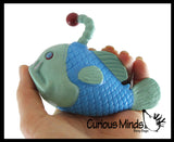 Angler Fish Cute Sea Creatures Stretchy and Squeezy Toy - Crunchy Bead Filled - Fidget Stress Ball - Flashlight Fish