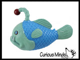 Angler Fish Cute Sea Creatures Stretchy and Squeezy Toy - Crunchy Bead Filled - Fidget Stress Ball - Flashlight Fish