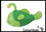 Angler Fish Cute Sea Creatures Stretchy and Squeezy Toy - Crunchy Bead Filled - Fidget Stress Ball - Flashlight Fish