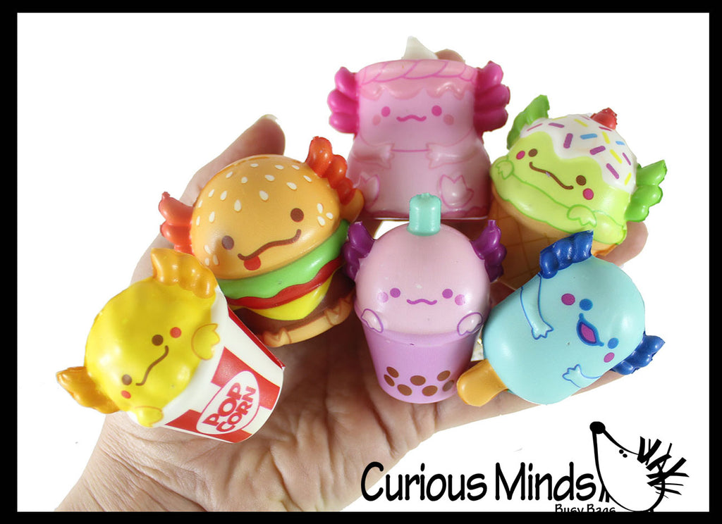 Mini Axolotl Food Slow Rise Squishy Toys - Memory Foam Party Favors, Prizes, OT