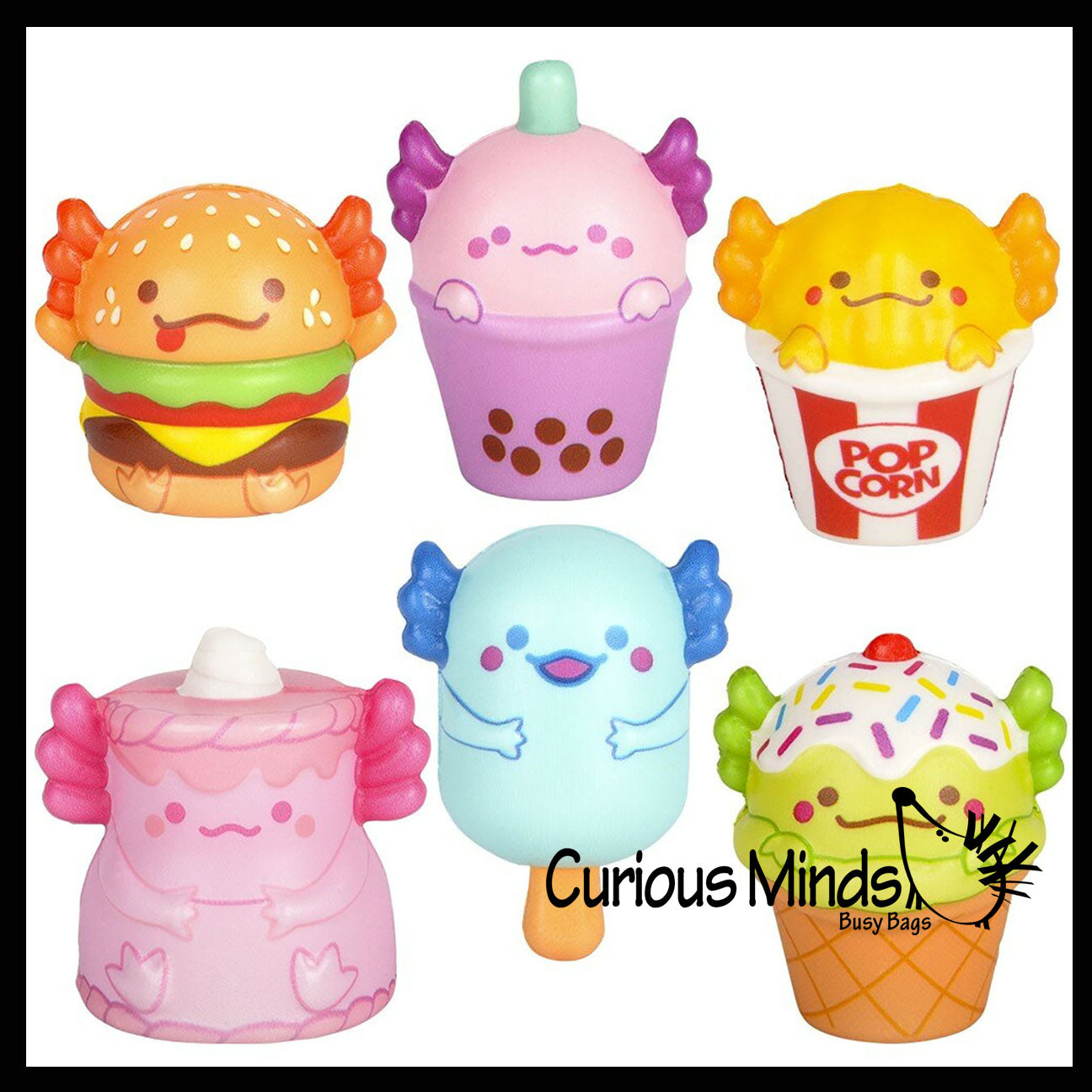 Mini Axolotl Food Slow Rise Squishy Toys - Memory Foam Party Favors, Prizes, OT
