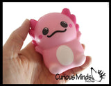 Small 3.25" Axolotl Slow Rise Squishy Toys - Memory Foam Party Favors, Prizes, OT