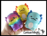 Small 3.25" Axolotl Slow Rise Squishy Toys - Memory Foam Party Favors, Prizes, OT