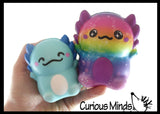 Mama and Baby Axolotl Family - Set of 2 Different Sizes Slow Rise Squishy Toys - Memory Foam Party Favors, Prizes, OT