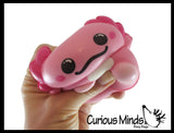 Mama and Baby Axolotl Family - Set of 2 Different Sizes Slow Rise Squishy Toys - Memory Foam Party Favors, Prizes, OT
