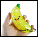 Banana Water and Sparkle Filled Squeeze Stress Ball  -  Sensory, Stress, Fidget Toy