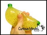 SET OF 2 Banana Stress Balls - Water and Sparkle Filled & Water Bead -  Sensory, Stress, Fidget Toy