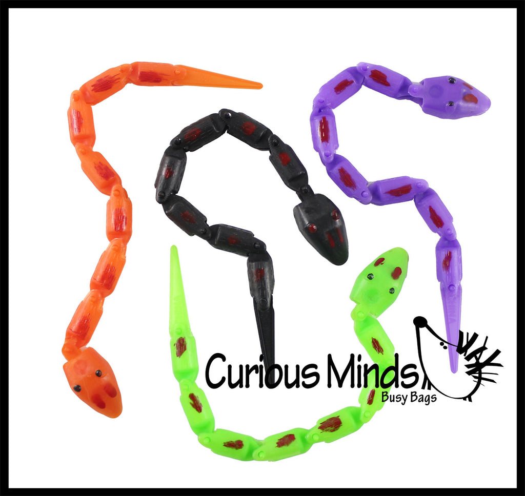 Mini Magic Jointed Moving Snakes - Classic Trick Toy - Plastic Segmented Snake Fidget Party Favor - Halloween