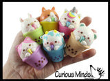 Mini Animal Drinking Bubble Tea Drink Slow Rise Squishy Toys - Memory Foam Party Favors, Prizes, OT (Cow, Alpaca, Cat, Corgi, Bear, Unicorn)