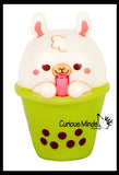 Mini Animal Drinking Bubble Tea Drink Slow Rise Squishy Toys - Memory Foam Party Favors, Prizes, OT (Cow, Alpaca, Cat, Corgi, Bear, Unicorn)