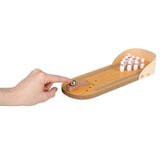Mini Wooden Bowling Game - Marble and Pins - Tabletop Small Replica Toy