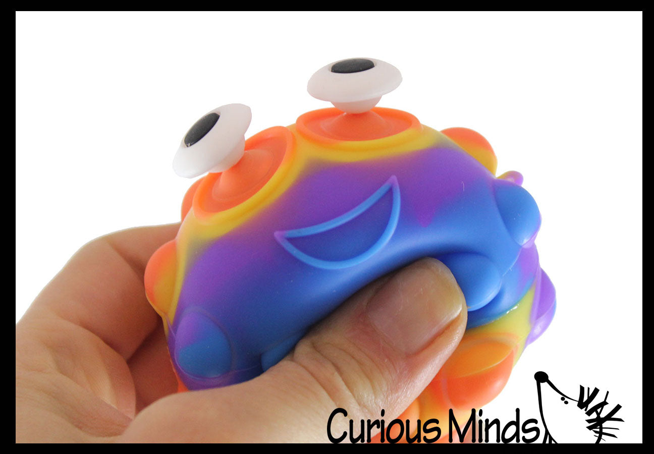 LAST CHANCE - LIMITED STOCK - Bubble Ball With Pop Out Eyes -  Bubble Poppers on Ball Squeeze to Pop - Silicone Push Poke Bubble Wrap Fidget Toy - Press Bubbles to Pop - Bubble Popper Sensory Stress Toy