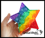 BULK - WHOLESALE - Rainbow Bubble Pop Game - Silicone Push Poke Bubble Wrap Fidget Toy - Circle, Square, Star, Flower, Octagon, Flower - Press Bubbles to Pop the Bubbles Down Then Flip it over and Do it Again - Bubble Popper Sensory Stress Toy