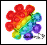 BULK - WHOLESALE - Rainbow Bubble Pop Game - Silicone Push Poke Bubble Wrap Fidget Toy - Circle, Square, Star, Flower, Octagon, Flower - Press Bubbles to Pop the Bubbles Down Then Flip it over and Do it Again - Bubble Popper Sensory Stress Toy