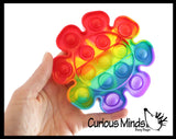 BULK - WHOLESALE - Rainbow Bubble Pop Game - Silicone Push Poke Bubble Wrap Fidget Toy - Circle, Square, Star, Flower, Octagon, Flower - Press Bubbles to Pop the Bubbles Down Then Flip it over and Do it Again - Bubble Popper Sensory Stress Toy