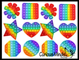 BULK - WHOLESALE - Rainbow Bubble Pop Game - Silicone Push Poke Bubble Wrap Fidget Toy - Circle, Square, Star, Flower, Octagon, Flower - Press Bubbles to Pop the Bubbles Down Then Flip it over and Do it Again - Bubble Popper Sensory Stress Toy