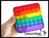 BULK - WHOLESALE - Rainbow Bubble Pop Game - Silicone Push Poke Bubble Wrap Fidget Toy - Circle, Square, Star, Flower, Octagon, Flower - Press Bubbles to Pop the Bubbles Down Then Flip it over and Do it Again - Bubble Popper Sensory Stress Toy