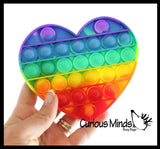 BULK - WHOLESALE - Rainbow Bubble Pop Game - Silicone Push Poke Bubble Wrap Fidget Toy - Circle, Square, Star, Flower, Octagon, Flower - Press Bubbles to Pop the Bubbles Down Then Flip it over and Do it Again - Bubble Popper Sensory Stress Toy