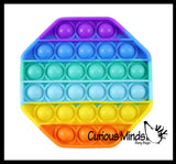 BULK - WHOLESALE - Rainbow Bubble Pop Game - Silicone Push Poke Bubble Wrap Fidget Toy - Circle, Square, Star, Flower, Octagon, Flower - Press Bubbles to Pop the Bubbles Down Then Flip it over and Do it Again - Bubble Popper Sensory Stress Toy