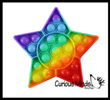 BULK - WHOLESALE - Rainbow Bubble Pop Game - Silicone Push Poke Bubble Wrap Fidget Toy - Circle, Square, Star, Flower, Octagon, Flower - Press Bubbles to Pop the Bubbles Down Then Flip it over and Do it Again - Bubble Popper Sensory Stress Toy