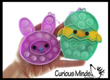 LAST CHANCE - LIMITED STOCK - SALE  - 4 Easter Bubble Popper Toys - Bunny, Carrot, Egg, and Chick in Egg - Easter Basket Fidget - Silicone Push Poke Bubble Wrap Fidget Toy - Press Bubbles to Pop - Sensory Stress Toy OT