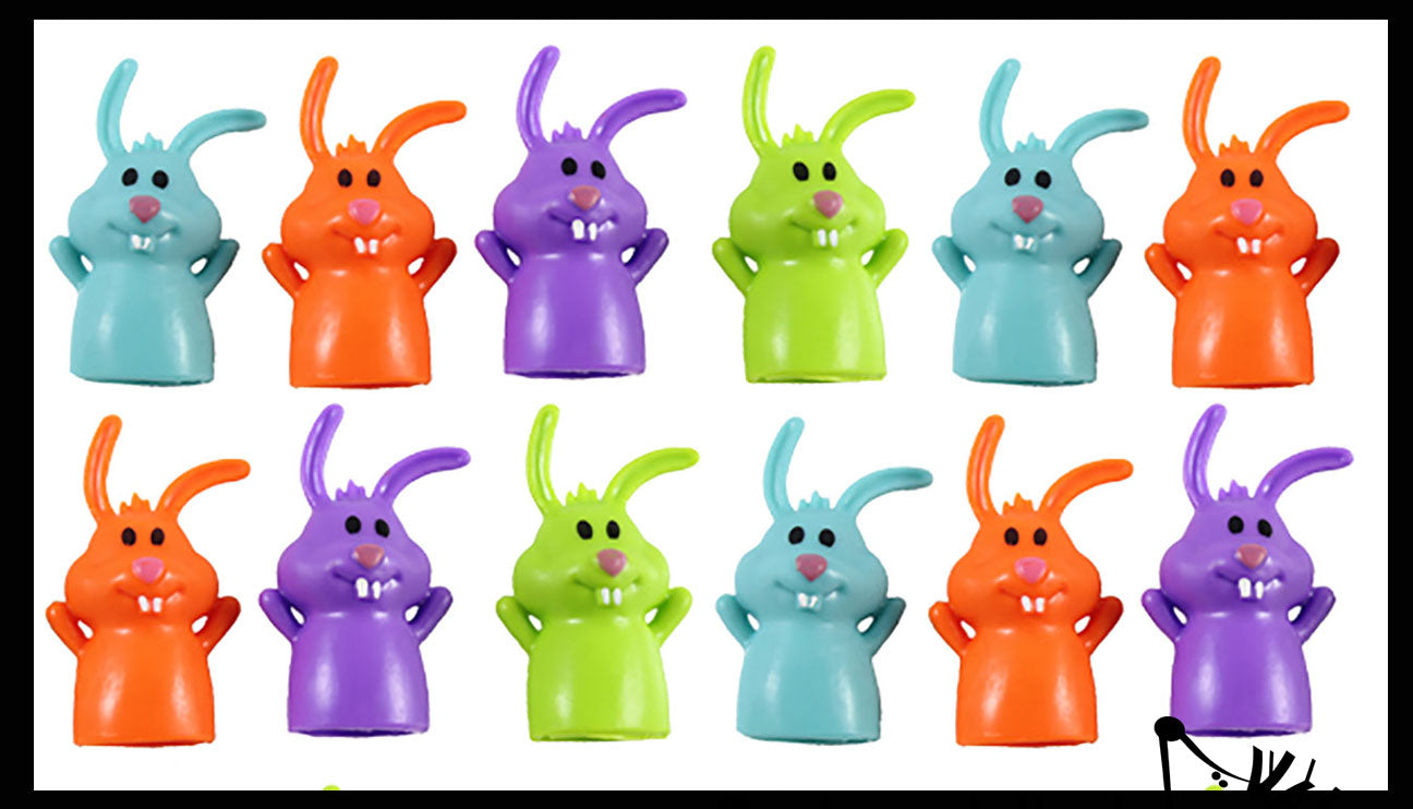 LAST CHANCE - LIMITED STOCK - Bunny Rabbit Finger Puppets - Cute Easter Themed Small Toys - Easter Egg Filler Set - Small Toy Prize Assortment Egg Hunt