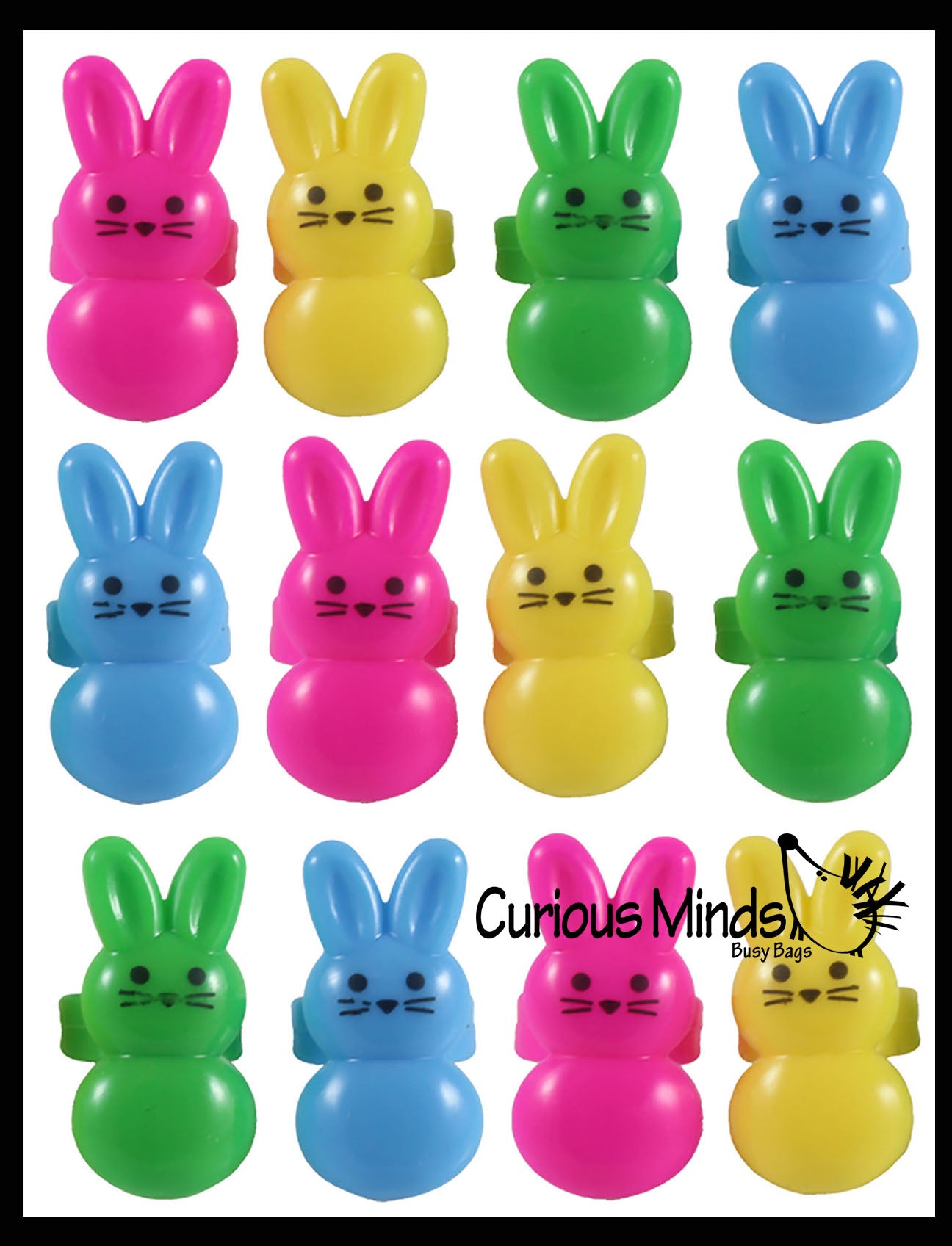 Bunny Rabbit Rings - Cute Jewelry Easter Themed Small Toys - Easter Egg Filler Set - Small Toy Prize Assortment Egg Hunt