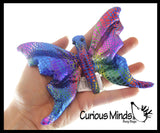 Butterfly Sand Filled Animal Toy - Heavy Weighted Sandbag Animal Plush Bean Bag Toss - Shimmering Glitter Insect