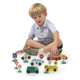 Wooden Cars and Traffic Signs - Creative Toy Vehicle Set - Classic Toddler Wood Toy