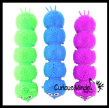 Large 8" Solid Color 5 Segment Puffer Caterpillar Fidget Sensory Toy - 5 Section Tactile Toy Bug
