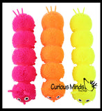 Large 8" Solid Color 5 Segment Puffer Caterpillar Fidget Sensory Toy - 5 Section Tactile Toy Bug