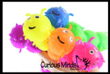 Large 8" Solid Color 5 Segment Puffer Caterpillar Fidget Sensory Toy - 5 Section Tactile Toy Bug