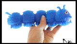 Large 8" Solid Color 5 Segment Puffer Caterpillar Fidget Sensory Toy - 5 Section Tactile Toy Bug