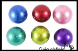 Small Individually Wrapped 1.5" Metallic Glitter with Thick Gel Mold-able Stress Ball - Ceiling Sticky Glob Balls - Squishy Gooey Shape-able Squish Sensory Squeeze Balls